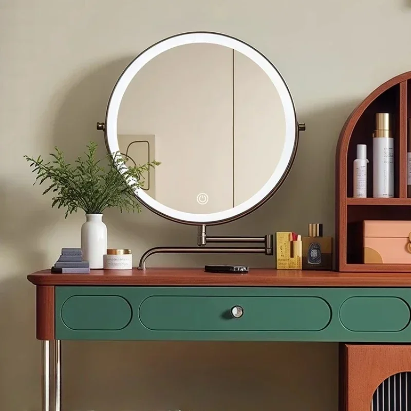 Muyu antique dresser modern bedroom simple bedside makeup table small retro bedside makeup cabinet solid wood