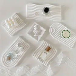 DIY Arched Wave Terraced Candle Base Silicone Mold Gypsum Jewelry Storage Tray Decoration Desktop Ornament Resin Mold Handicraft