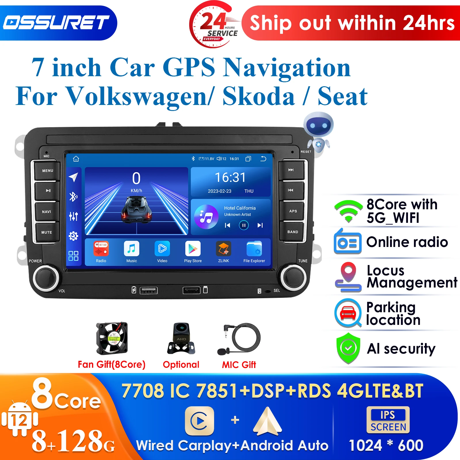 

2Din Car Radio Android for Volkswagen Golf 5 6 Polo Passat B6 B7 CC Skoda Jetta Universal Muiltmedia Carplay Wifi GPS Navigation