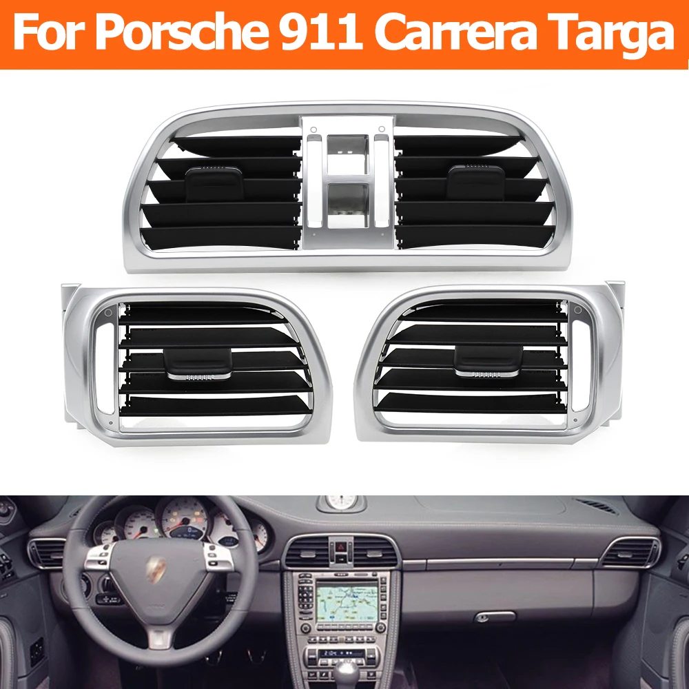 Car Left Right Center Air Conditioning AC Vent Grille Oulet Panel Cover Trim For Porsche 911 Carrera Targa GT2 GT3 997 2004-2012