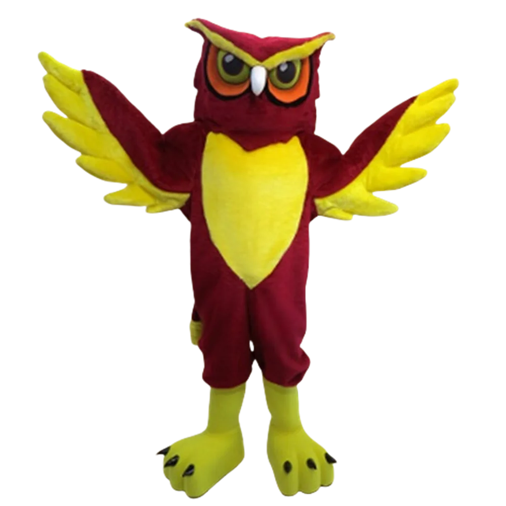 Red Night Owl Mascot Costume Adult Cartoon Character HOOT THEME Anime Cosplay Costumes Mascotte Fancy Dress Kits for School 2060