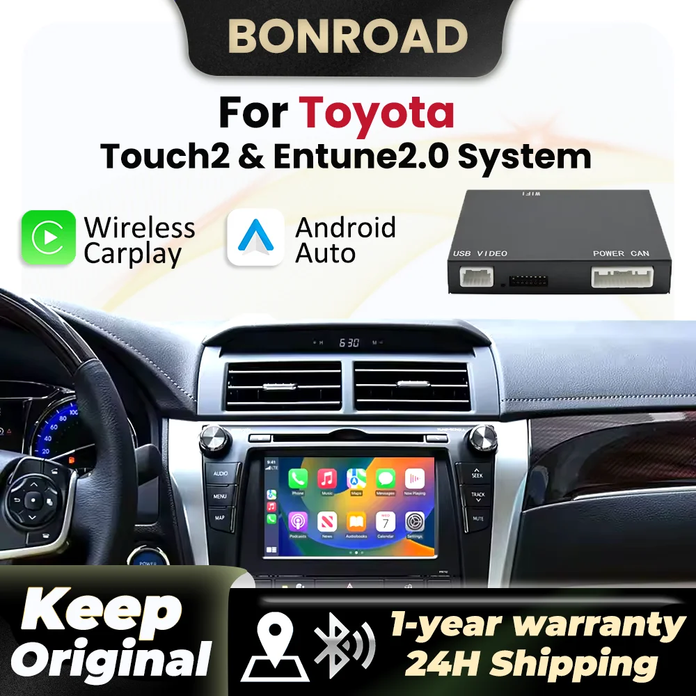 

Беспроводной Carplay Android Auto BONROAD для TOYOTA CHR Corolla Camry Auris Prius RAV4 Avensis Highlander Touch2 Entune 2.0 Декодер