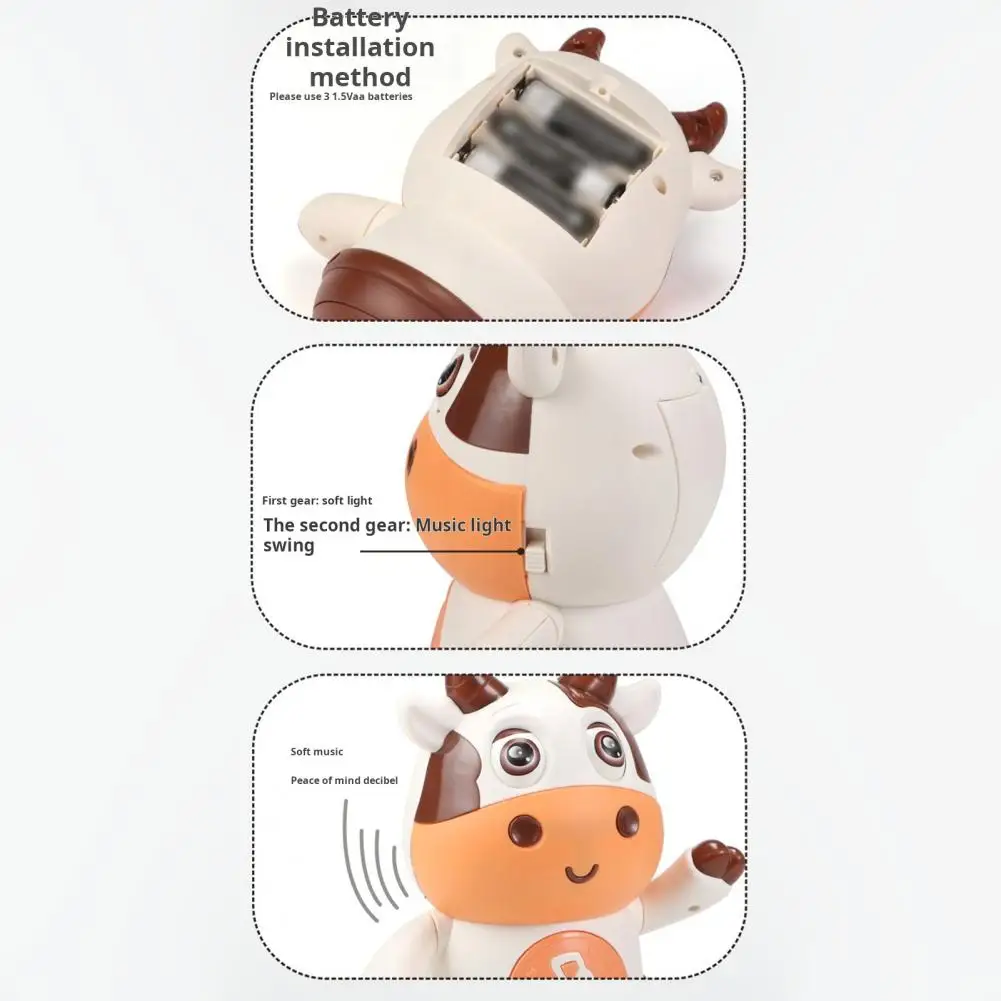 Dancing Cow Toy with Lights Dancing Toy Educational Cow Toy with Led Light Music Dancing for Toddlers Cute Dairy Cattle