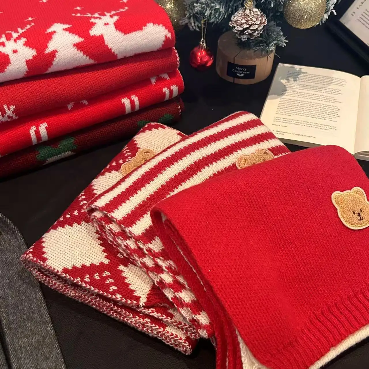 أزياء الاسكتلندية نمط الترتان وشاح أحمر دافئ للنساء منقوشة لينة طويلة التفاف شال عيد الميلاد يوم لصديقة زوجة أمي