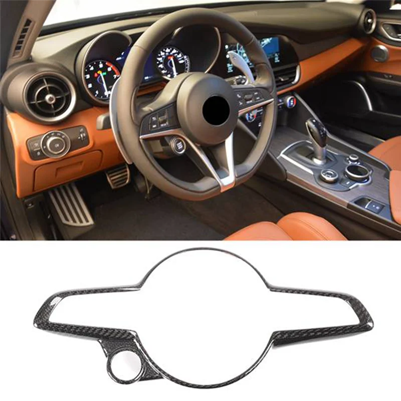 Car Steering Wheel Button Cover Sticker Sports Red Interior Trim for 2020-2022 Alfa Romeo Giulia/Stelvio