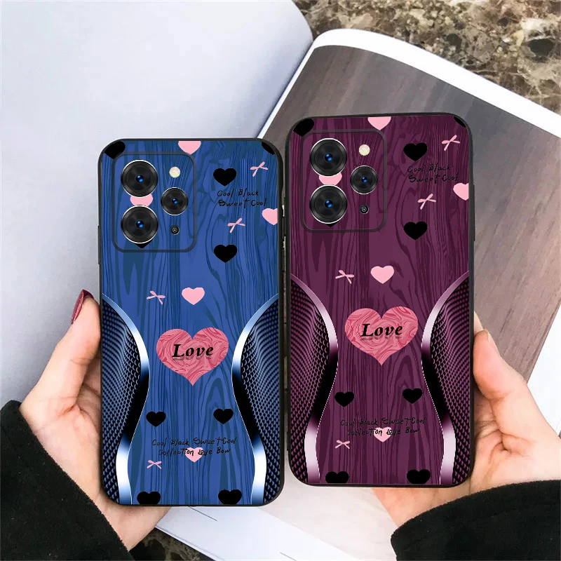 

Black and pink hearts For Redmi Note 9 9S 10 11 12 12S 13 Pro+ Plus 5G India 14 Pro 4G Global 14S 13C 14C TPU soft phone case