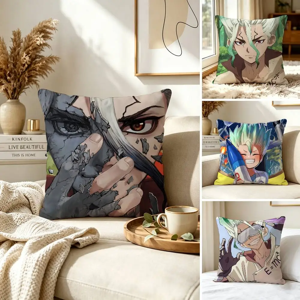 Dr.STONE Anime Pillow Case for Sofa Living Room Home office Decor Protective Cover