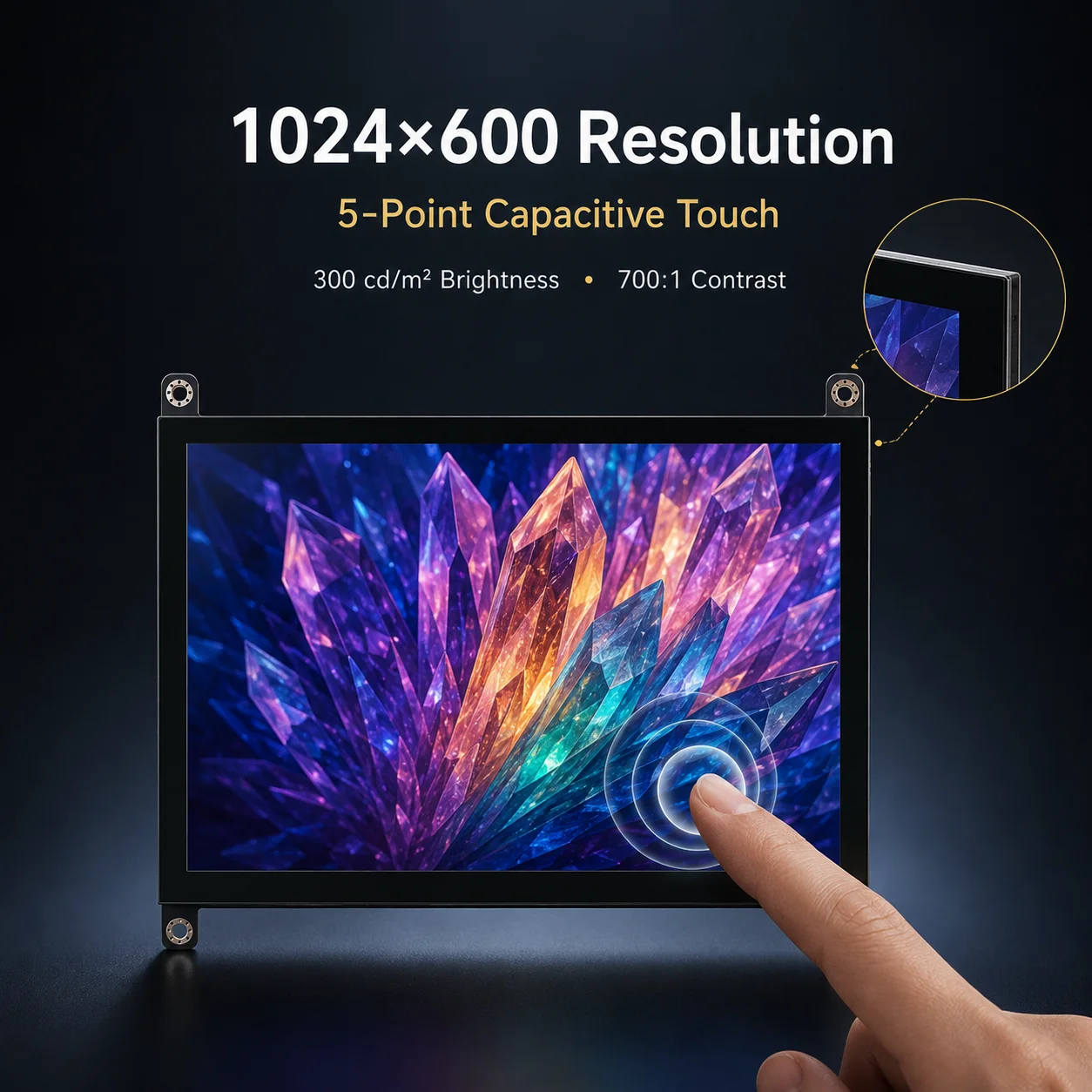 LESOWN 7 inch Open Frame Monitor HDTV with Audio Capacitive Touch Plug and Play Driver-Free for Projects
