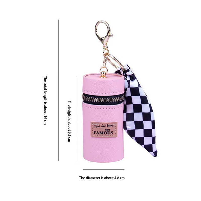 Exquisite personalized storage bag luxury leather bucket lipstick bag silk key chain pendant pendant gift