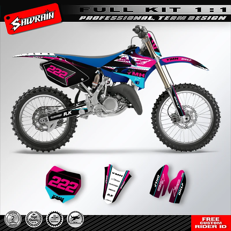 

Sawrain Motorcycle Sticker Custom Team Graphics Decals Kit For YAMAHA YZ125-250 2002 2003 2004 2005 2006 -2014 019