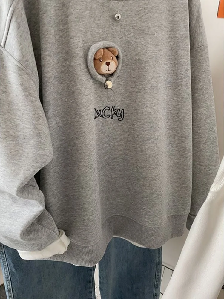 Felpa con cappuccio lunga Sve con stampa cartoon retrò ey ex Primavera Autunno Casual American Sle Thiened Felpa rotonda Ne