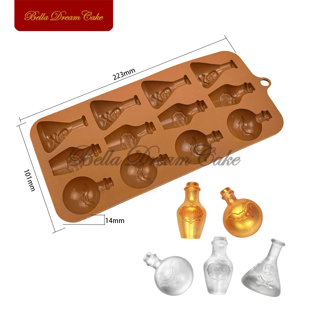 3D Hallowen Jar/Bottle Design Chocolate Silicone Mold DIY Jelly Fondant Mousse Mould Clay Model Cake Decorating Tools Bakeware