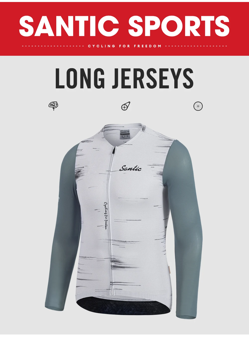 Santic Herren-Radtrikot, Sommer, langärmelig, UV-Schutz, Fahrradbekleidung, Outdoor, schnell trocknend, MTB, Straßenreiten, Fahrradtrikot, Tops – Detail 6