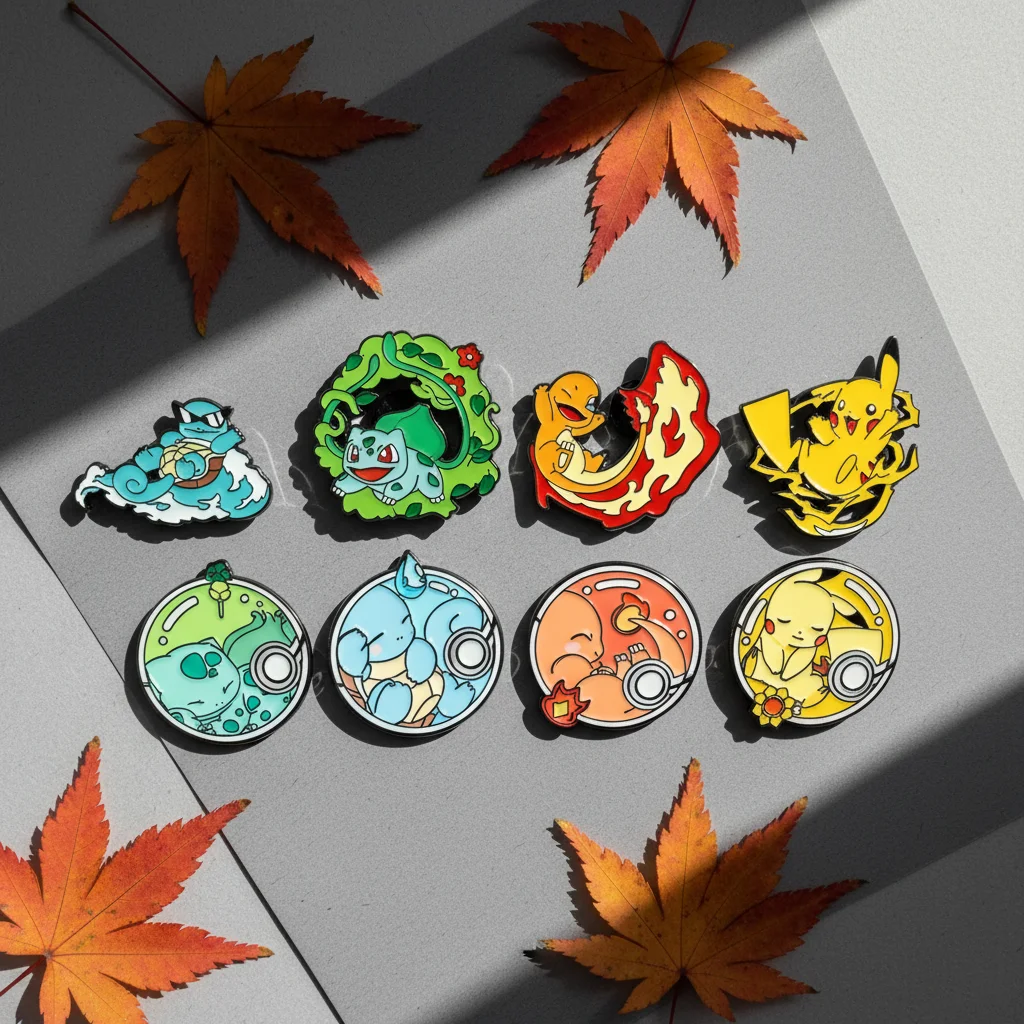 8 Pcs Anime The Pokemon Cartoon Brooch Christmas Character Enamel Pin Backpack Clothing Jewelry Metal Badge Accessories Gift image 5