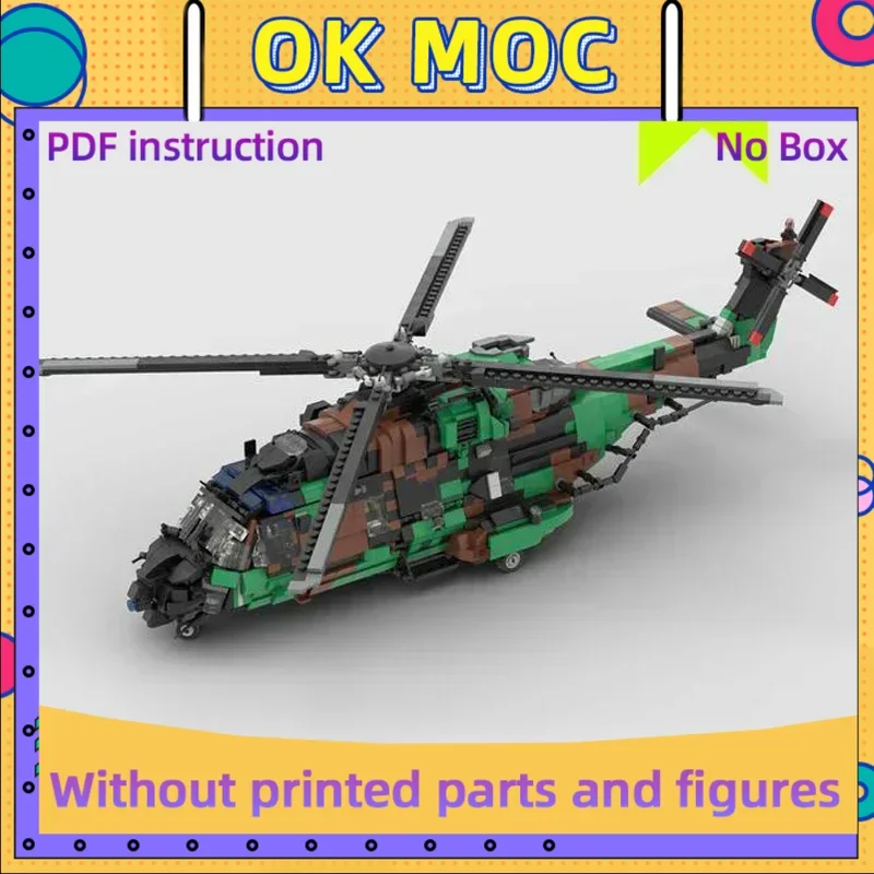 

Военная модель Moc, строительные кирпичи NH-90, тактический транспортный вертолет, технологические блоки, подарки, рождественские игрушки, наборы «сделай сам», сборка