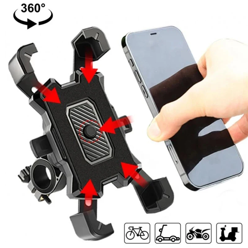 360 Degrees Bike Phone Holder Universal Bicycle Handle Phone Holder for 4-7 inch Mobile Phone Stand Shockproof Bracket Support