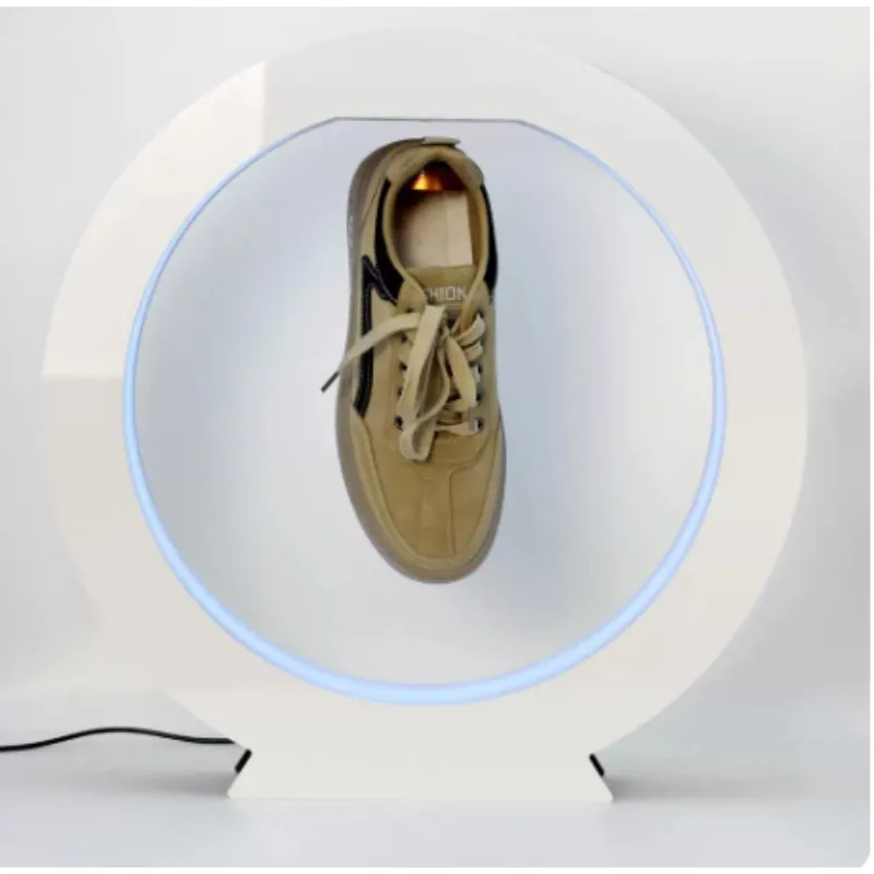 Magnetic Floating Round Display Stand, Rotating LED Marquee Showcase for Collectible Display
