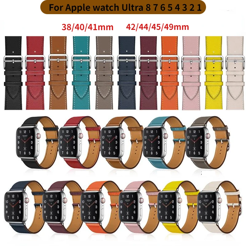 Luxury leather strap for Apple watch Ultra 49mm 8 7 45mm 41mm Smart watch business wristband for iwatch 6 5 4 3SE 44mm 42mm 40mm