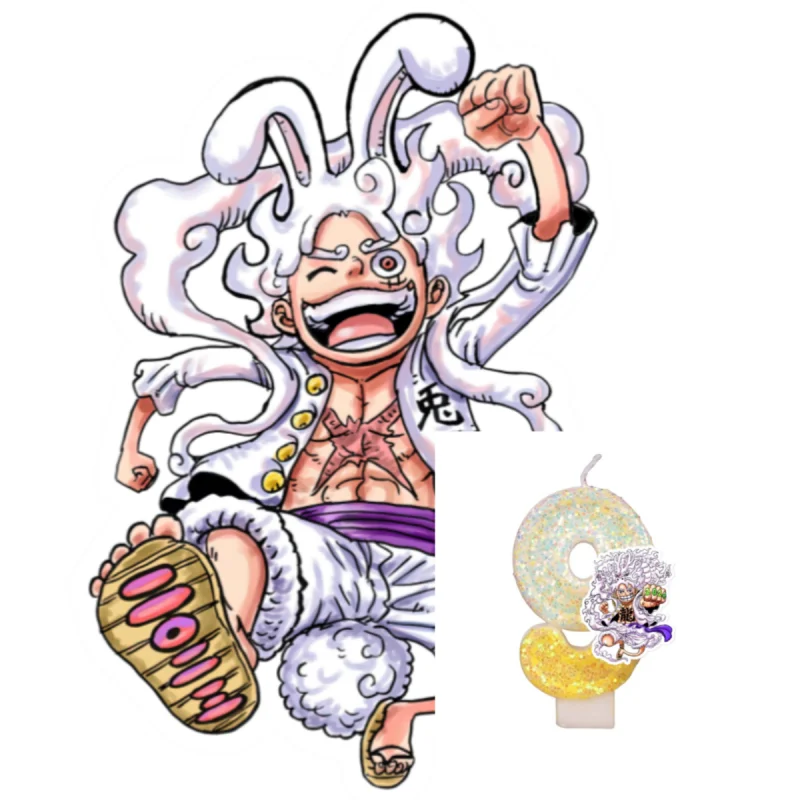 One Piece Themen-Kerzen Cartoon 0-9 Zahlen-Kuchen Anime-Figur Monkey D. Luffy Party Geburtstag Jubiläum Kuchendekoration Kindergeschenk