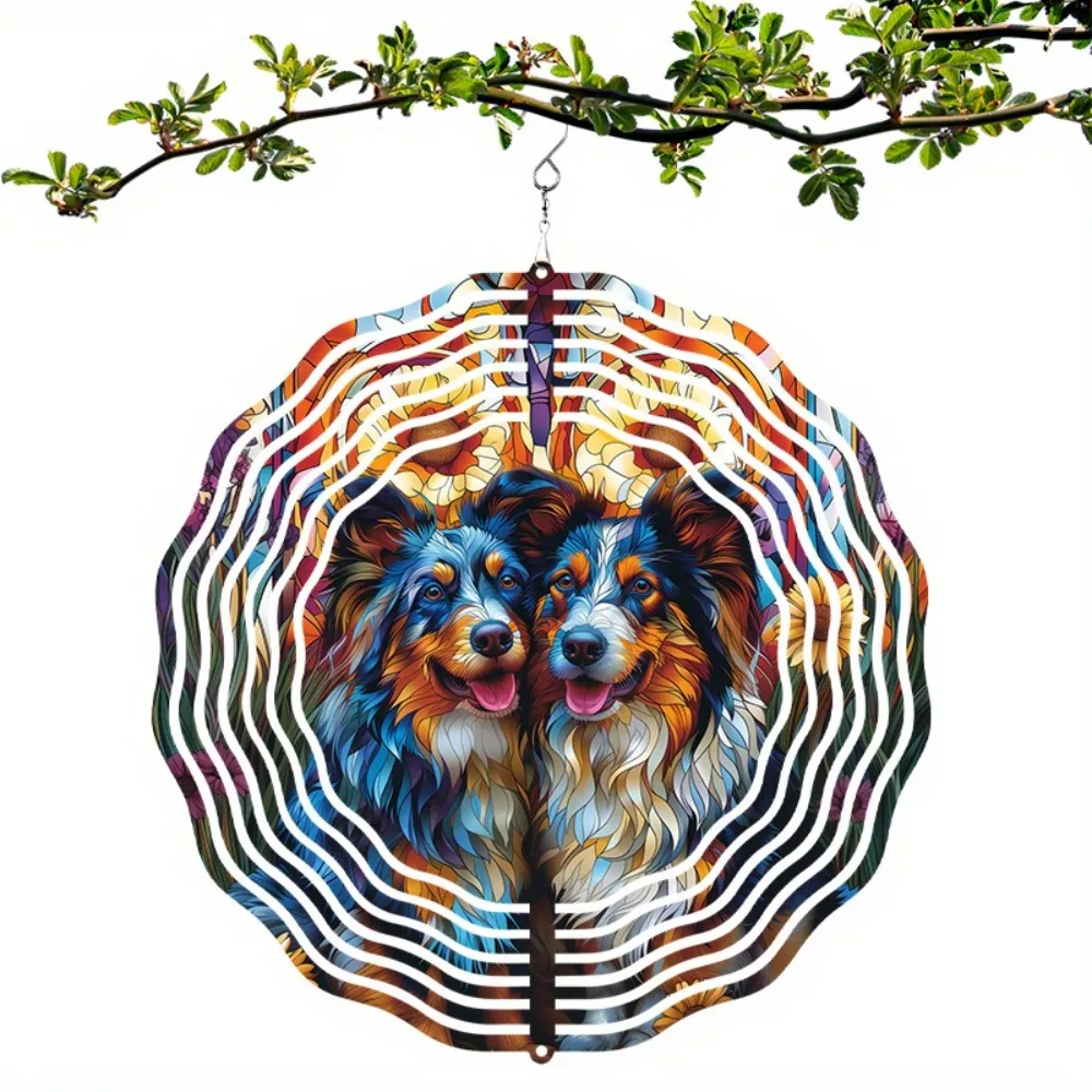 

Outdoor Metal Wind Spinner 10in 360 Rotating Yard Art Garden Decor Ornament Hanging Stake Gift for Dog Lovers