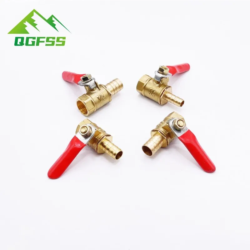 Brass Barbed ball valve 4-12 Hose Barb 1/8'' 1/2'' 1/4'' Female Thread Connector Joint Copper Pipe Fitting Coupler Adapter