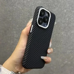 HOCE Luxury Carbon Fiber Texture Magnetic Phone Case For iPhone 16 15 12 13 14 Pro Max Matte PC Hard Shockproof Magsafe Cover