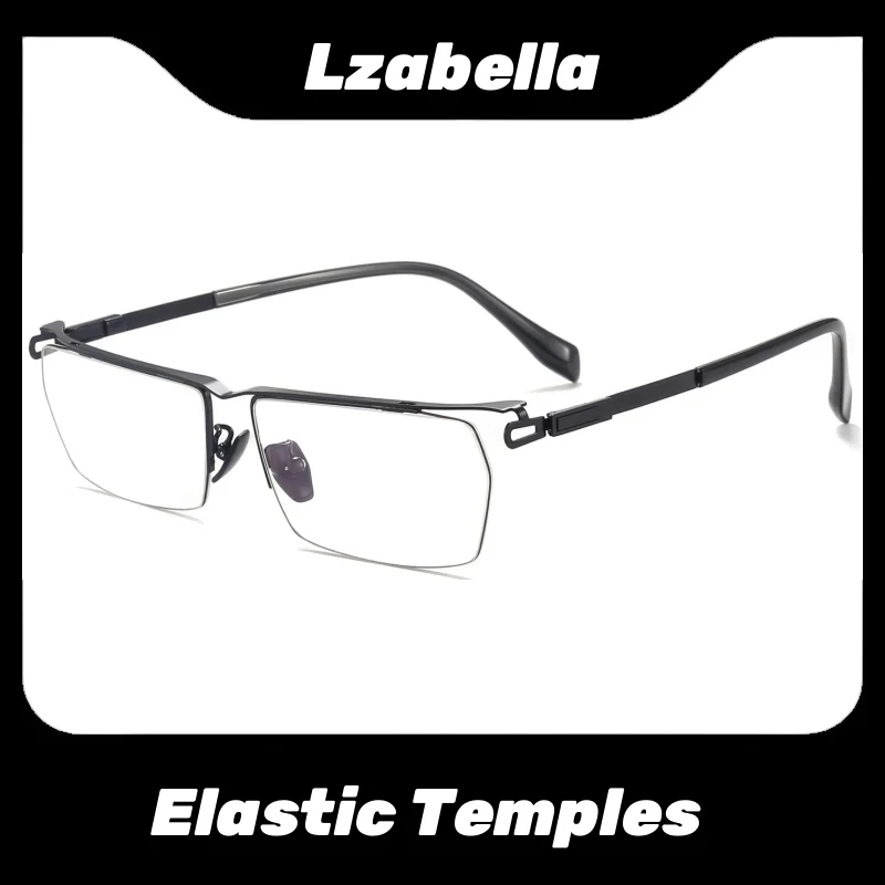 

Business Luxury Black Onyx Titanium Wire Men's High-end Quality Half-frame Ultra-light Spectacle Frames High-end Glasses 1203