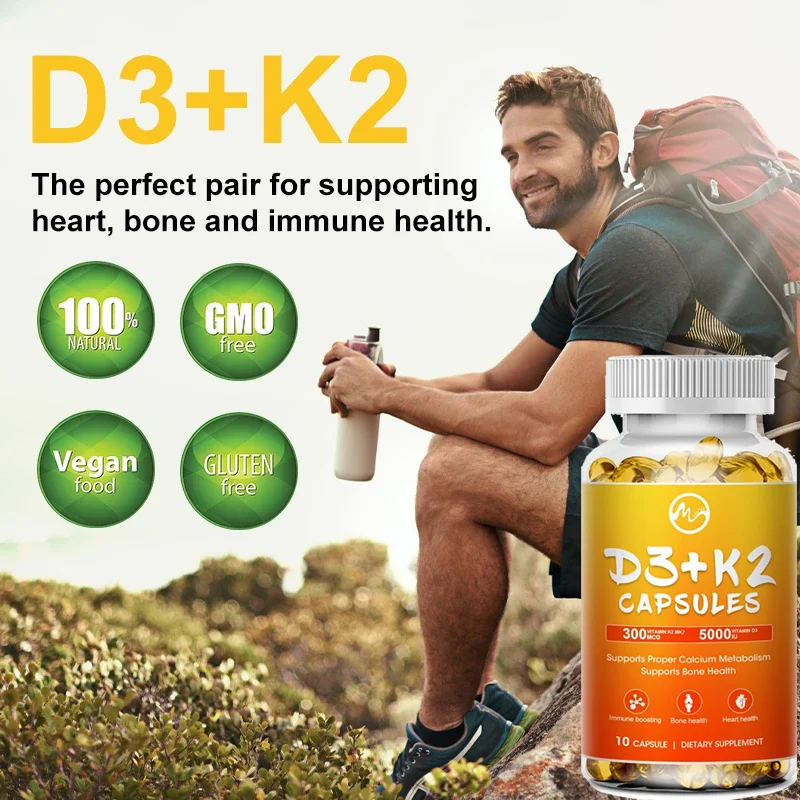 Minch Vitamin D3K2 Capsules for Boosting Calcium Absorption Bone Joint Mitigation Prevent Osteoporosis Keep Immun Support Health