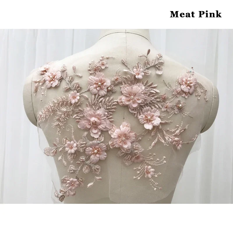 

1pc Multi-color Dress Chest Back Patch Applique 3D Beaded Mirrored Flowers DIY Sewing Accessories Clothes Decorative Flowers