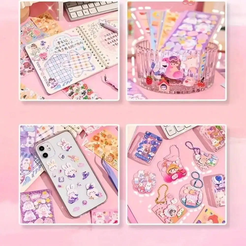 100 pegatinas DIY de dibujos animados lindos no repetitivos, pegatinas creativas, pegatinas láser, regalos para niños