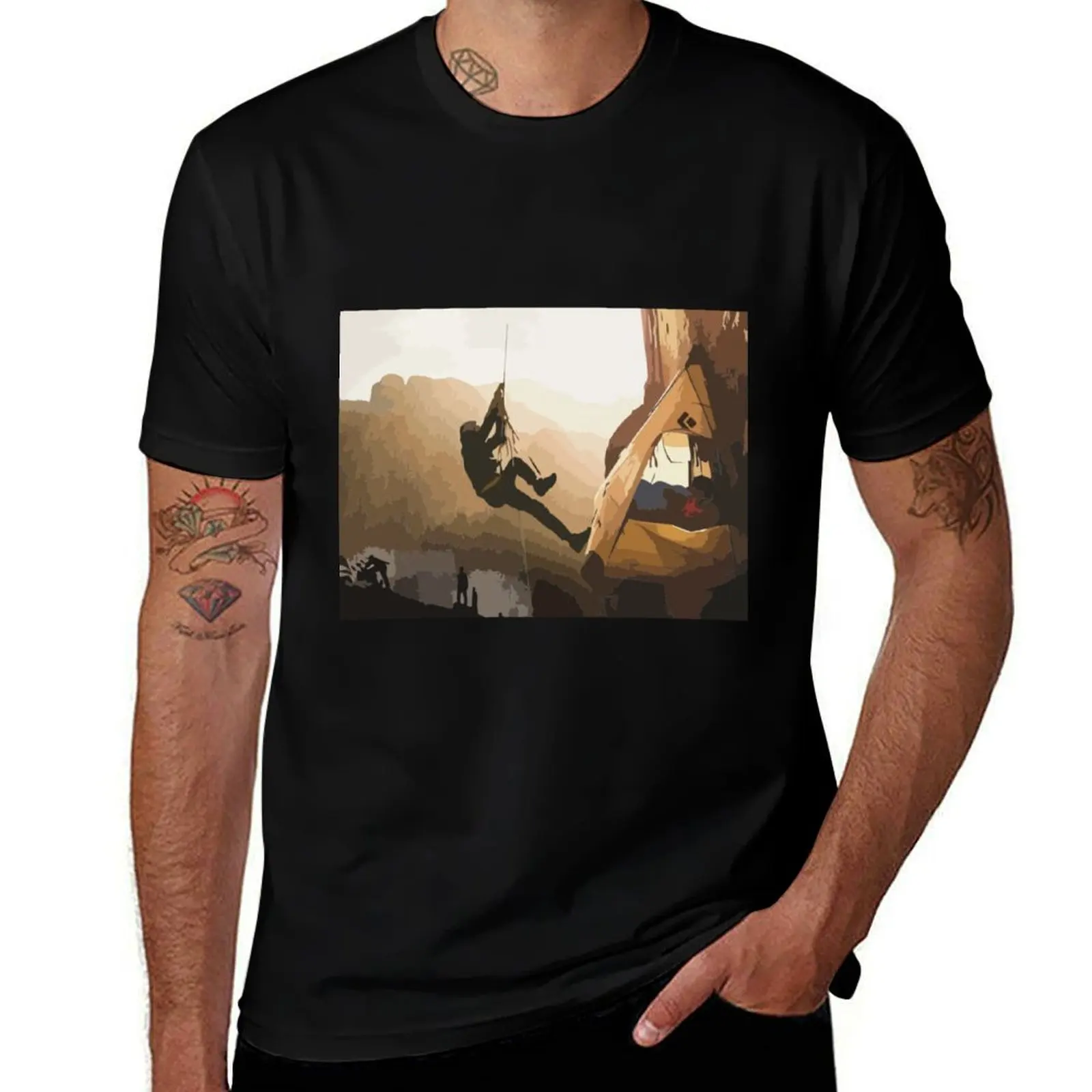 Tommy Caldwell Dawn Wall Painting T-Shirt Plus Size Quick Dry Sports Tee T-Shirt