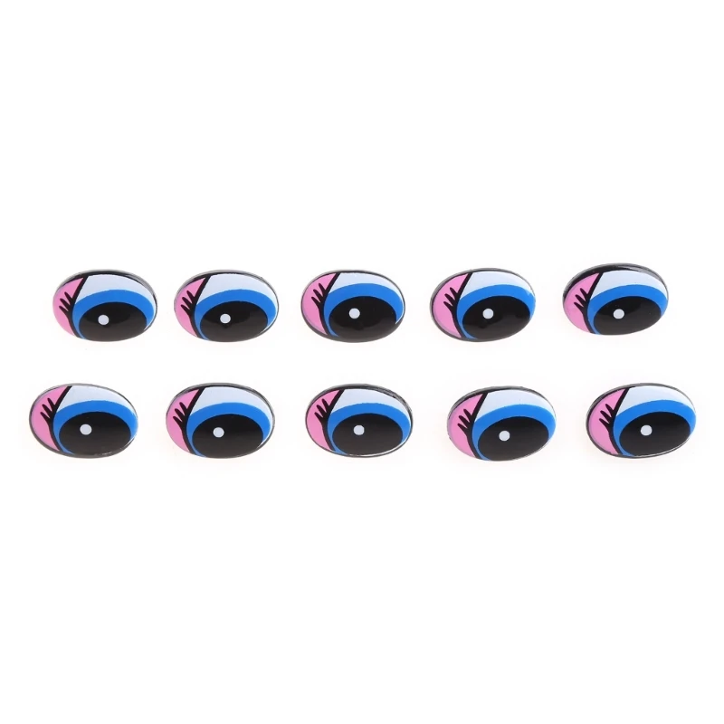 Yeux ovales bleus en plastique pour marionnettes, accessoires pour poupées DIY, 24x18mm, 5 paires (10 pièces)