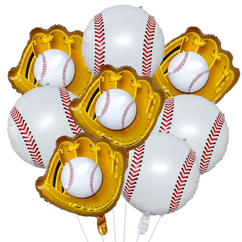 8Pcs Sports Baseball Theme Gloves Balloons Football Game Party Foil Helium Ballon Toy for Kids Boys Birthday Party Decoration