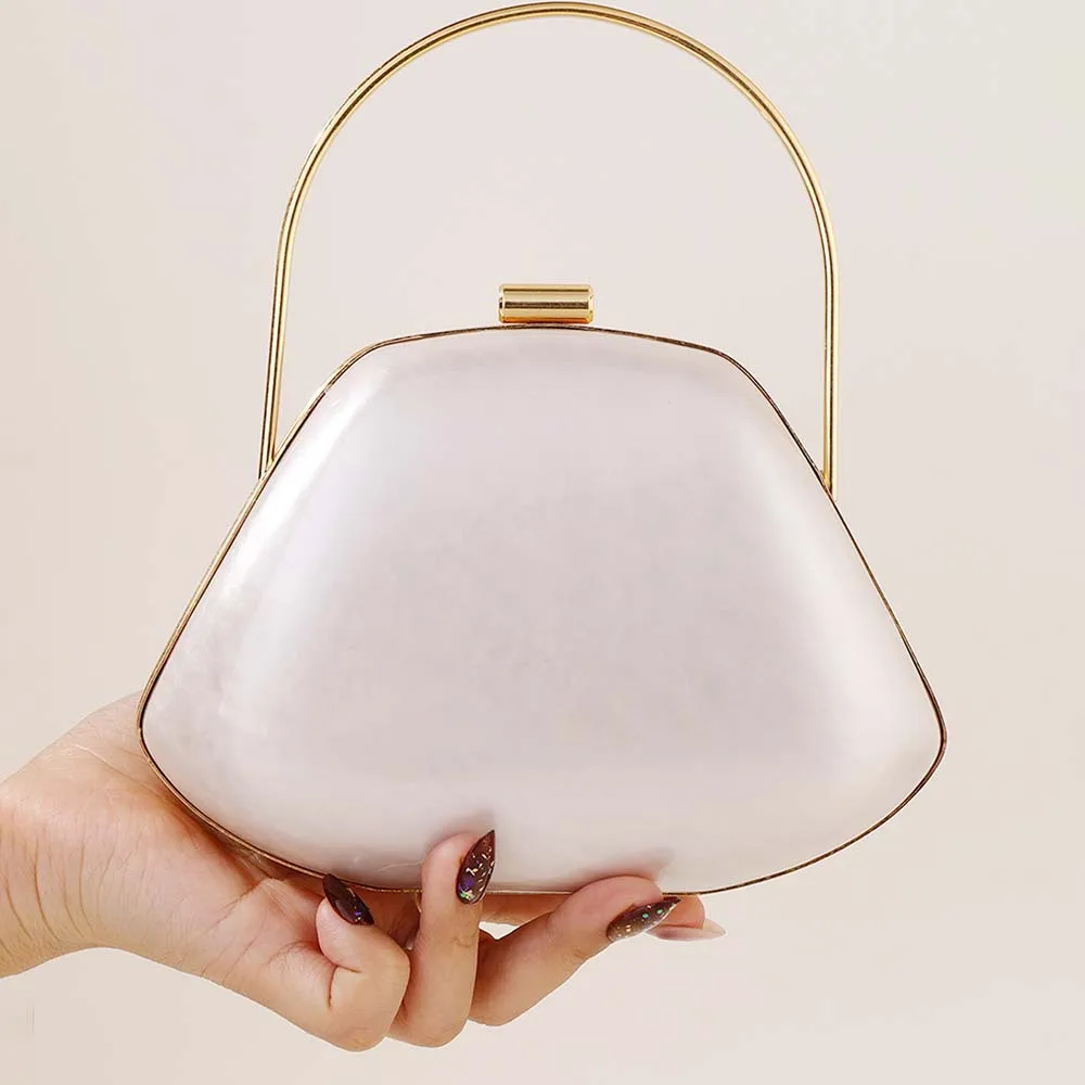 

Women Acrylic Evening Bag Cross-Border Trade Single Shoulder Wedding Purse Banquet Handbag Metal Handle Female Lady Shell Totes