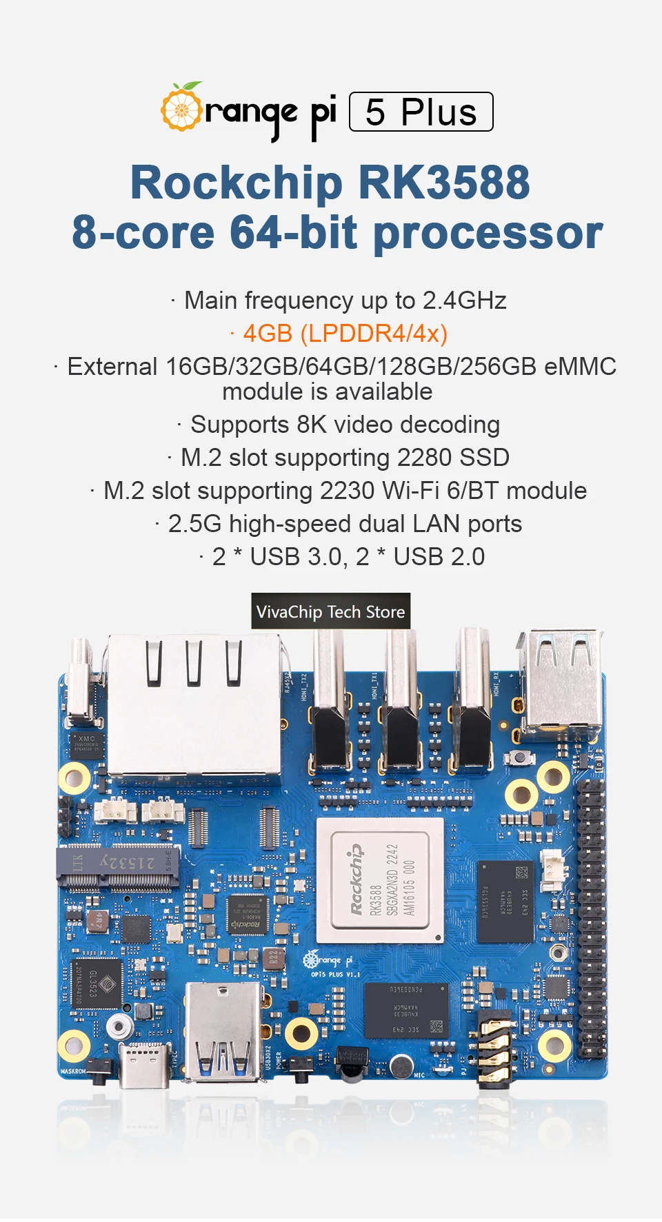 VivaCTOrange Pi 5 Plus 4GB LPD - Rk3588 Mini Pc Board 리뷰 및 가격