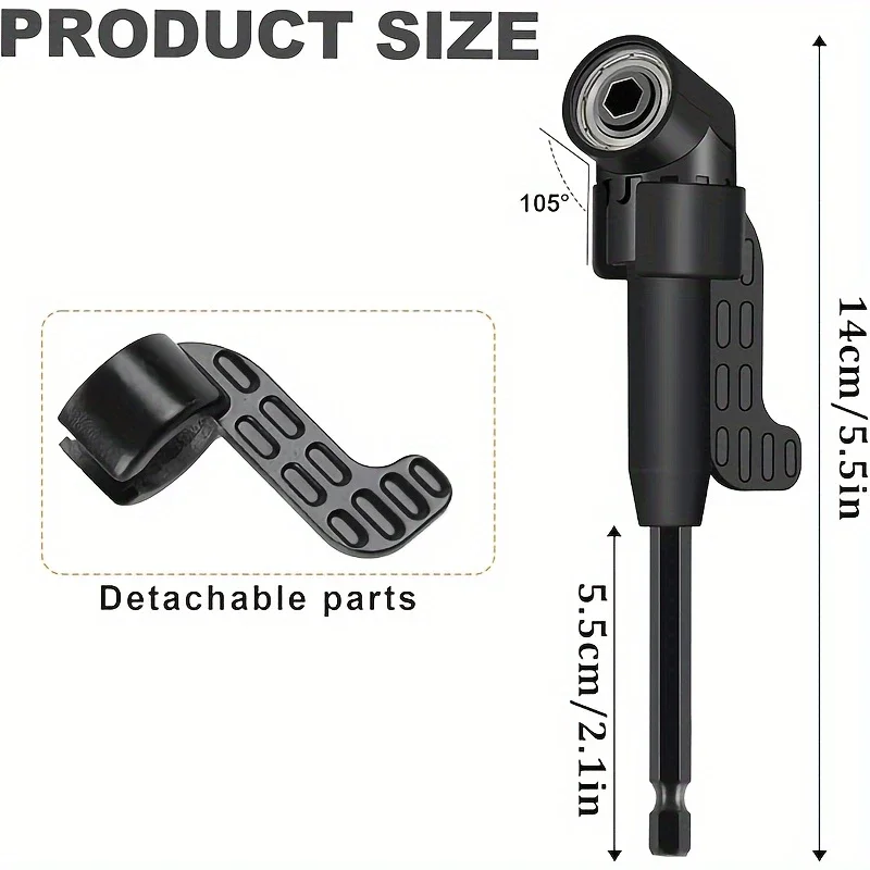 Flexible Drill Bit Extension 6Pcs 105° & 90° Right Angle Adapter, 1/4 3/8 1/2
