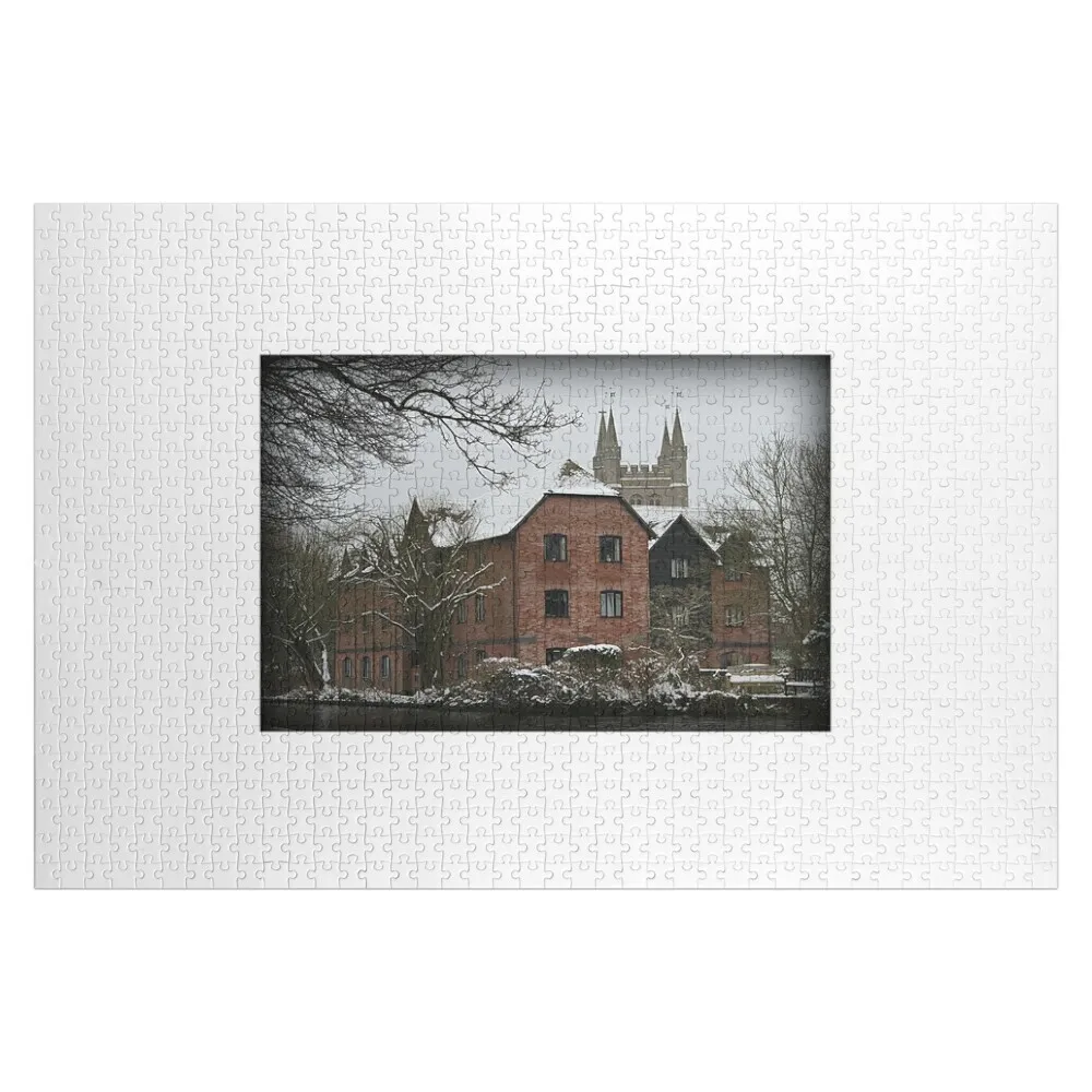 

St Nicholas Church - Newbury - West Mills View Jigsaw Puzzle Personalize Personalized Custom Gift With Photo Puzzle