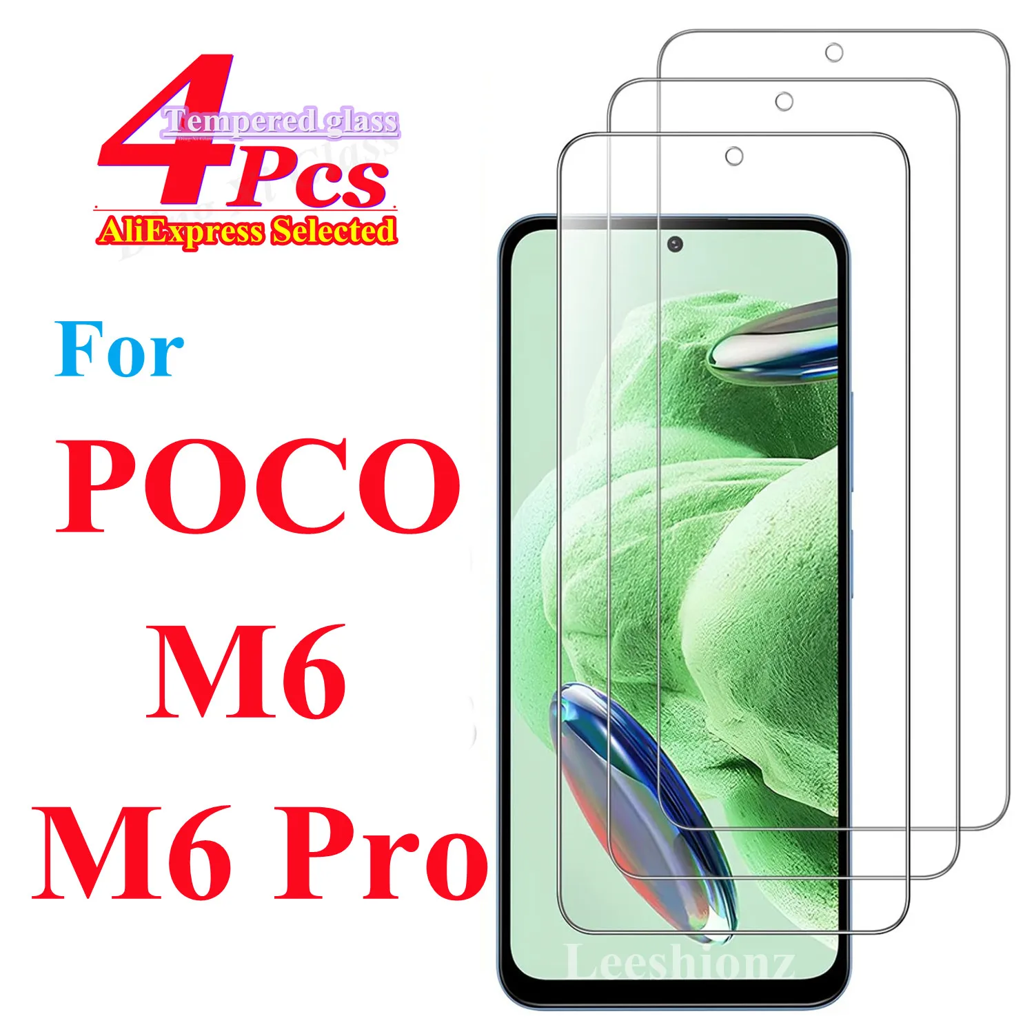 For Xiaomi Poco M6 M6Pro 4G/5G tempered glass high-definition explosion-proof screen protector glass film 2/4pieces