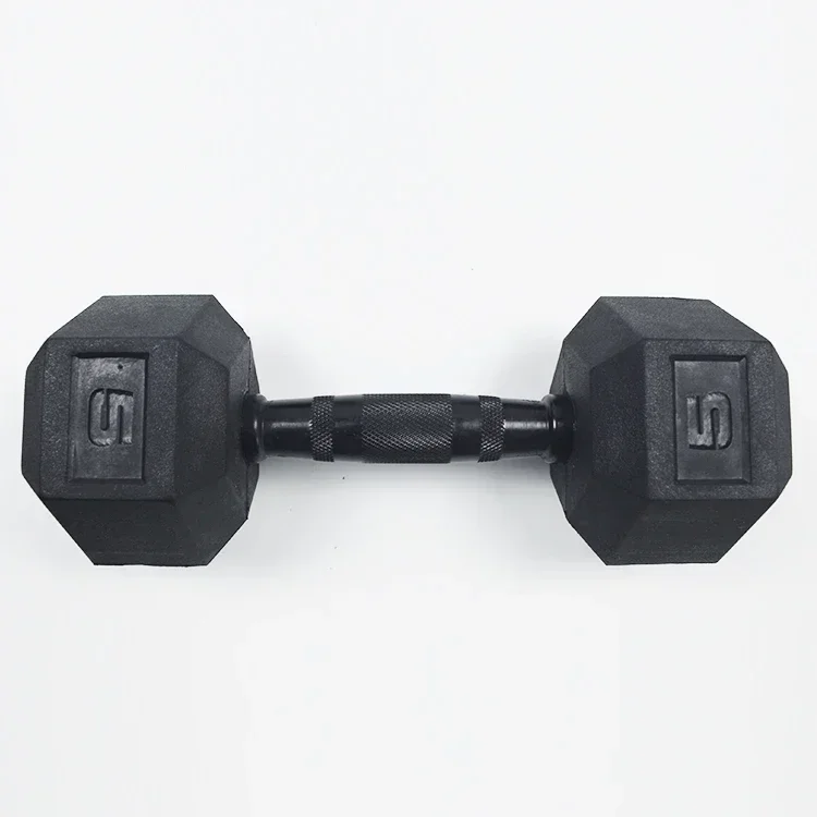 2.5kg-7.5kgCommercial Hex Rubber Dumbbell Set Strength Gym Fitness Equipment Black Iron Hexagon Dumbbell