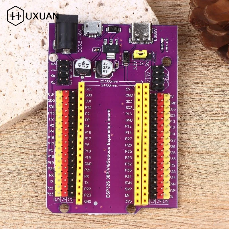 【W】ESP32/ESP32-S Development Extension Board 38-Pin With Triple Power Input (Type-C/Micro USB/DC) For Stable DIY Applications