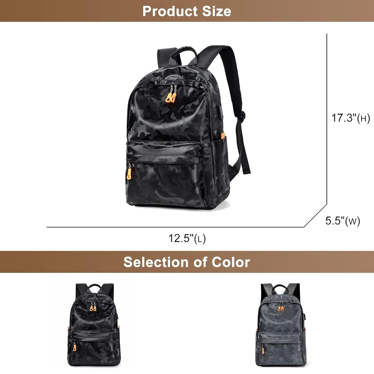 High-density Oxford fabric Camouflage Casual Men's Backpack Waterproof Large Capacity Travel Works College 14Inch Laptop Daybag