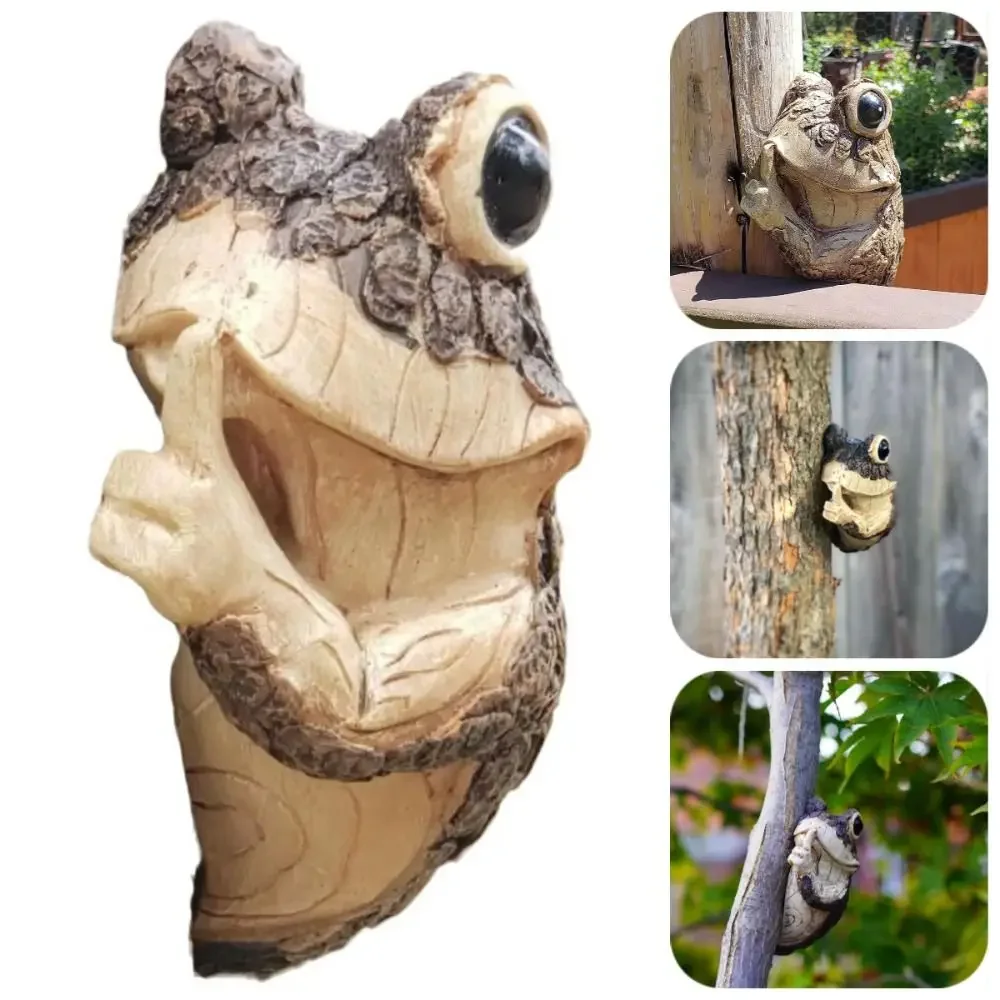 Creative Peeping Frog Resin Decor - Handmade Art Statue for Home Desk, Garden, Fairy Miniature Decorations Gift, Resin Craft
