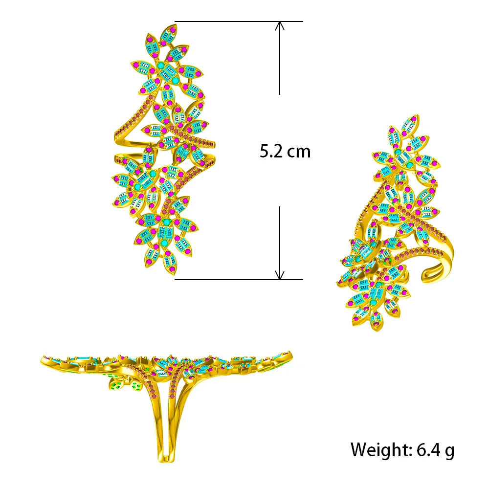 BrideTalk Hot Selling New Fashion Leaf Shape Flower Open Ring Women's Wedding Engagement Holiday Jewelry 2022