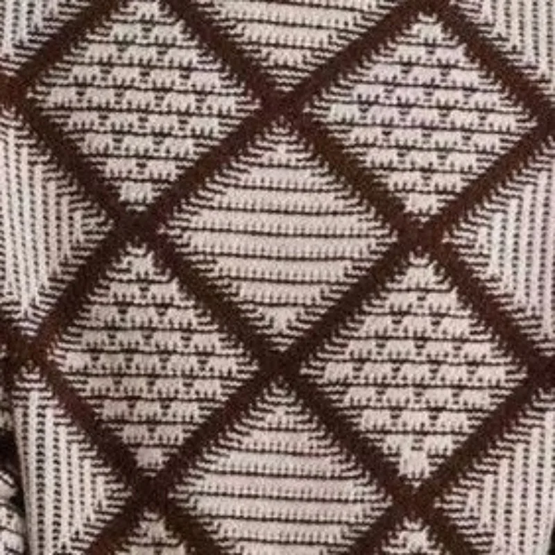 Autumn and Winter Women's Pullover Half High Collar Patchwork Geometric Loose Bottom Fashion Casual Elegant Long Sleeve Tops