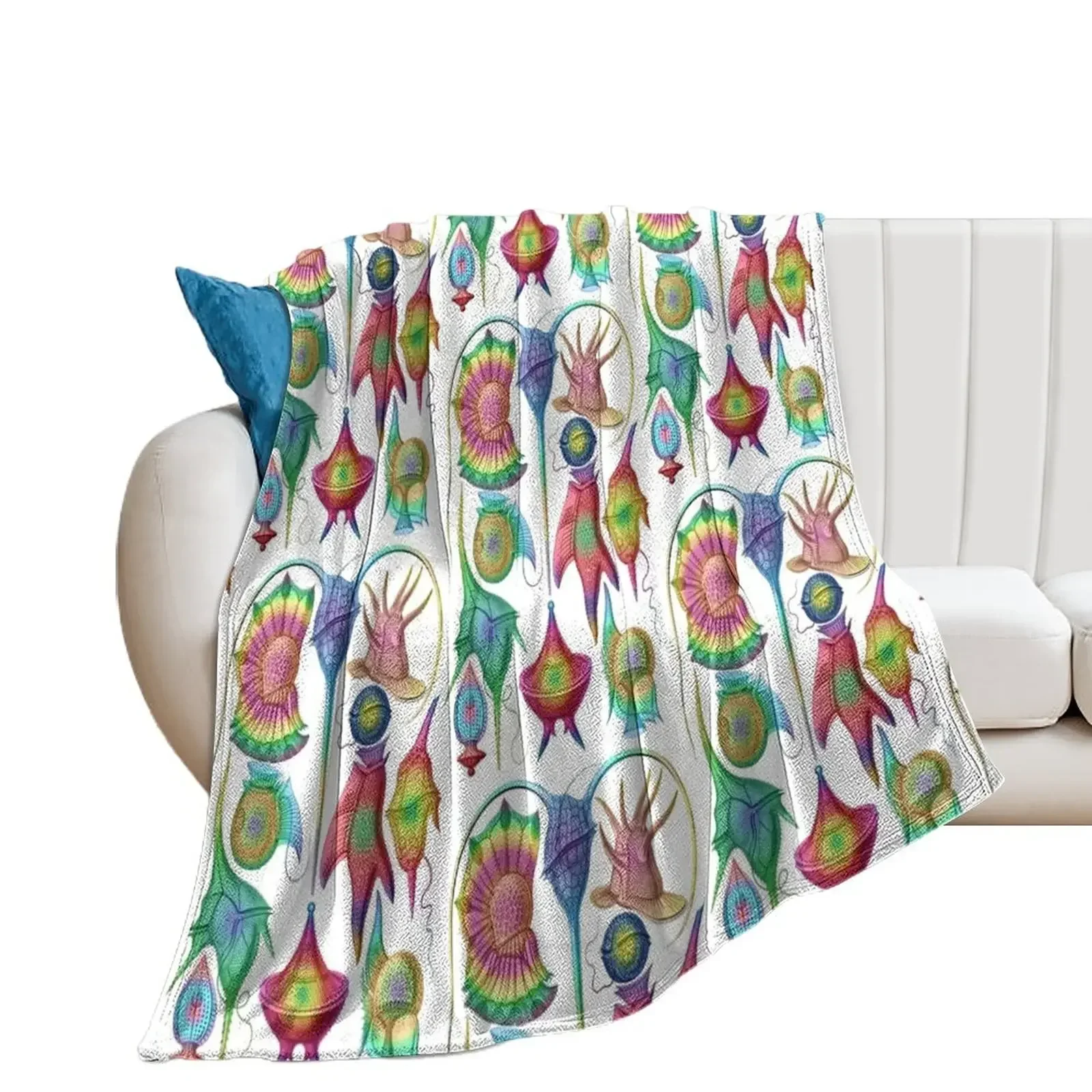 

Ernst Haeckel Peridinea Plankton Algae Rainbow Throw Blanket Retros Picnic Blankets