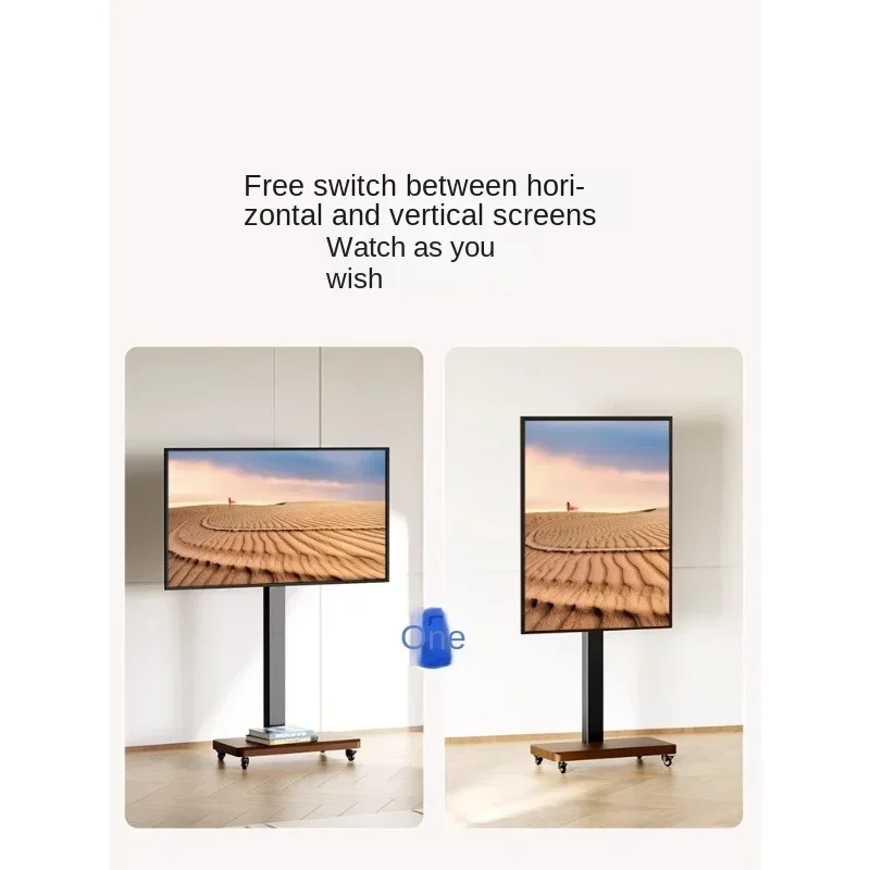 TV Floor Stand Horizontal and Vertical  Rotating Live Broadcast Screen Advertising Universal Hanger Movable Trolley with Wheels