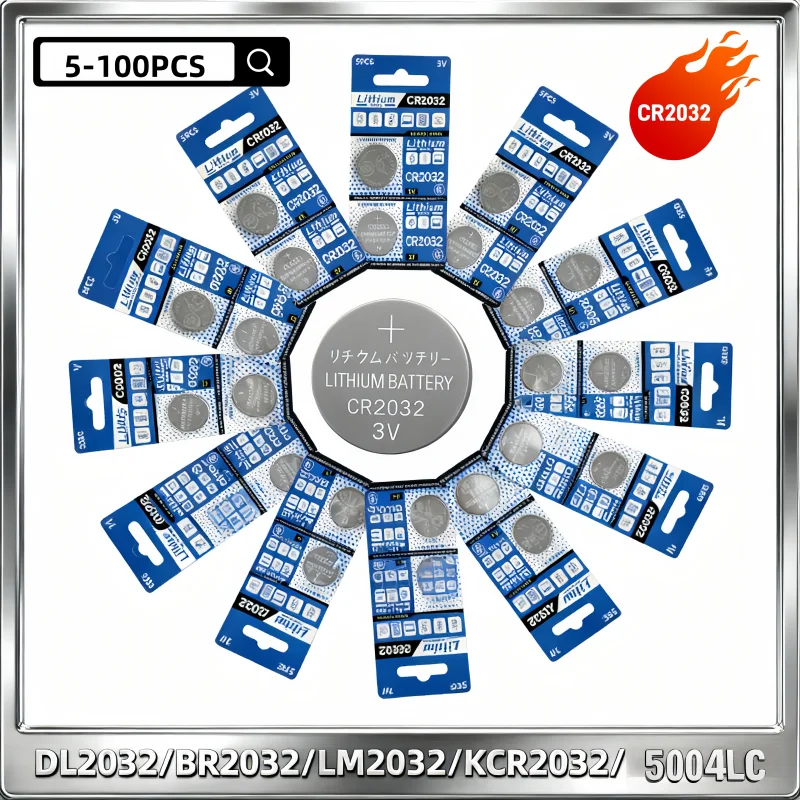 5-100PCS CR2032 3V 200mAh Lithium Coin Battery DL2032 ECR2032 for Watch Car Key Remote Toys Calculator
