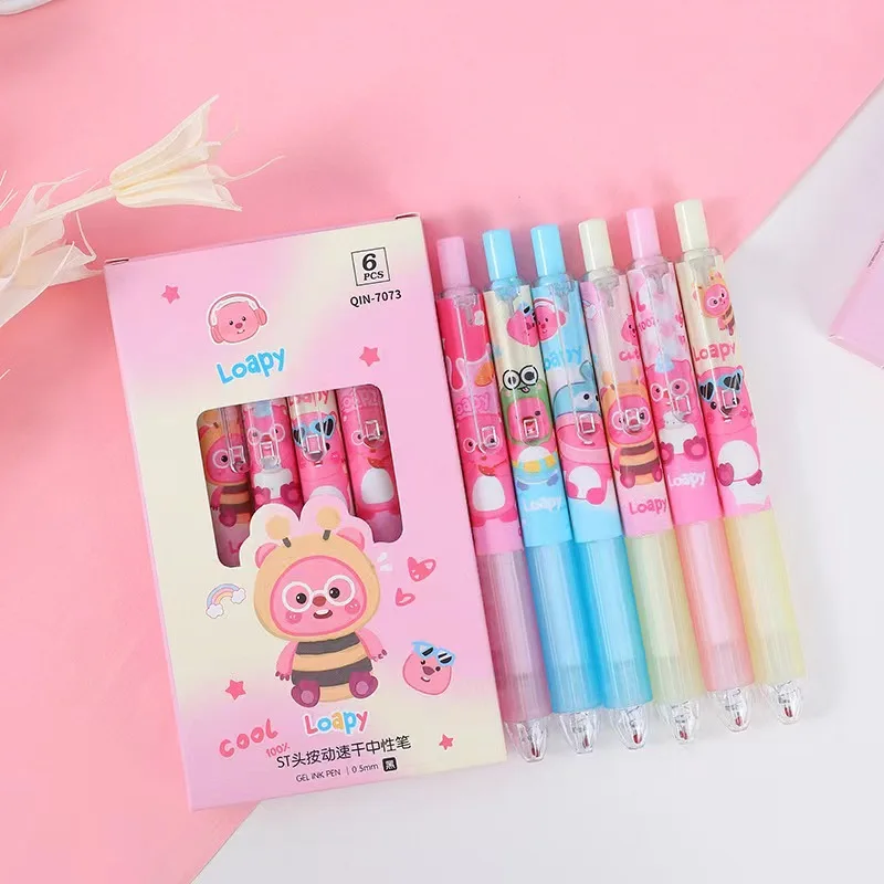 Kawaii Cute Loopy Neutral Pen Pressing Pen St Nib 0.5Mm Black Quick Drying Smooth Writing Ins Dopamine Stationery Gift For Girls