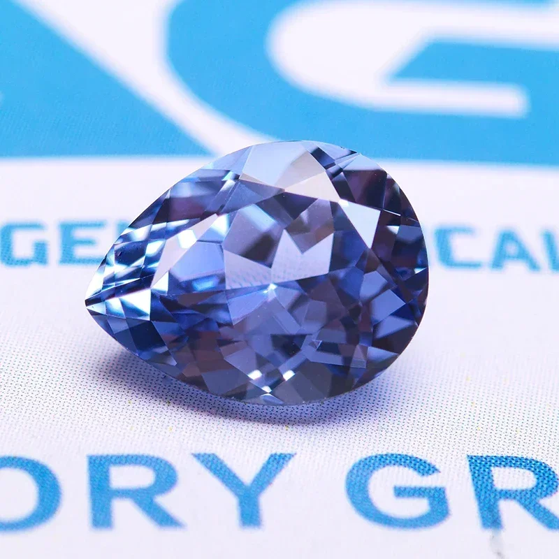 New Lab Grown Sapphire Pear Shaped Light Blue Color for Diy Jewelry Making Necklace Materials Selectable AGL Certificate