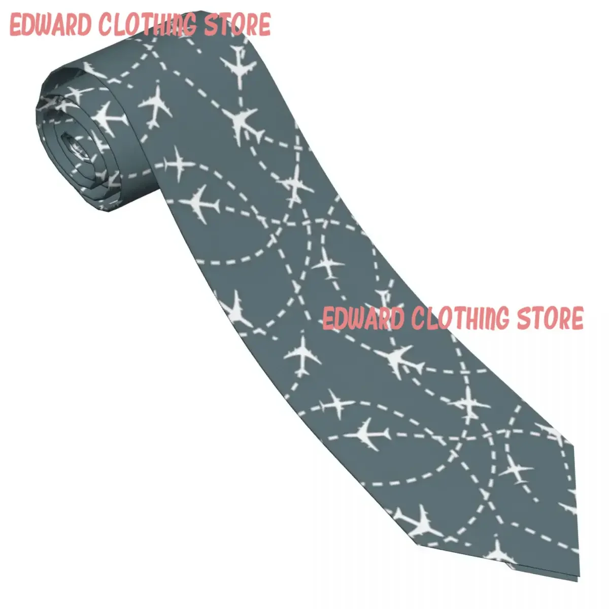 Flight Routes Graphic Tie Plane Lines Graphic Neck Ties Retro Trendy Collar Tie Men Business Necktie Accessories